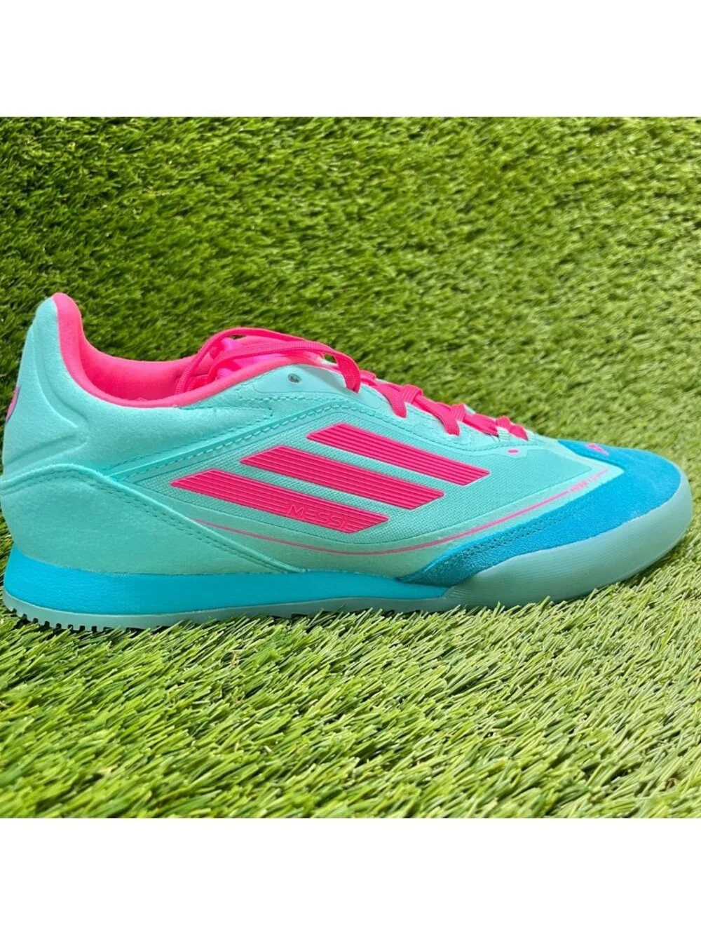 Adidas F50 Freestyle Indoor Messi Mens Size 10 Womens 11 Blue Pink Shoes Sneaker